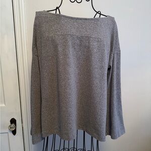 A NEW DAY Gray Women's Top, NWOT, back button detail, bell sleeves
